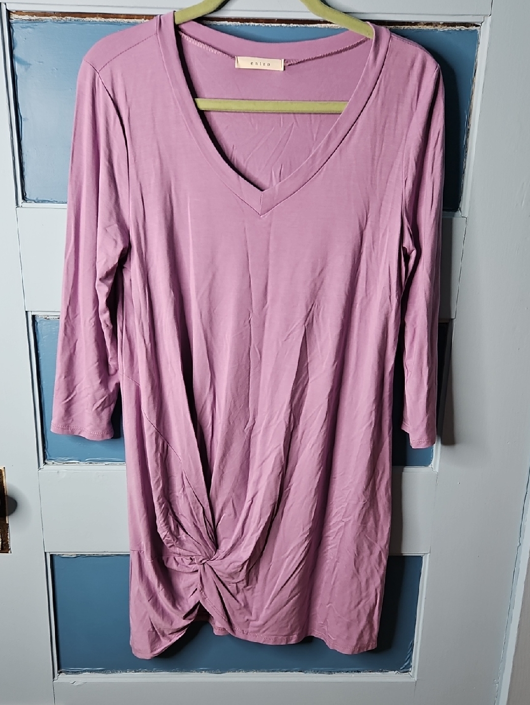 Entro Lilac V-Neck Knot Front Tunic Top Medium